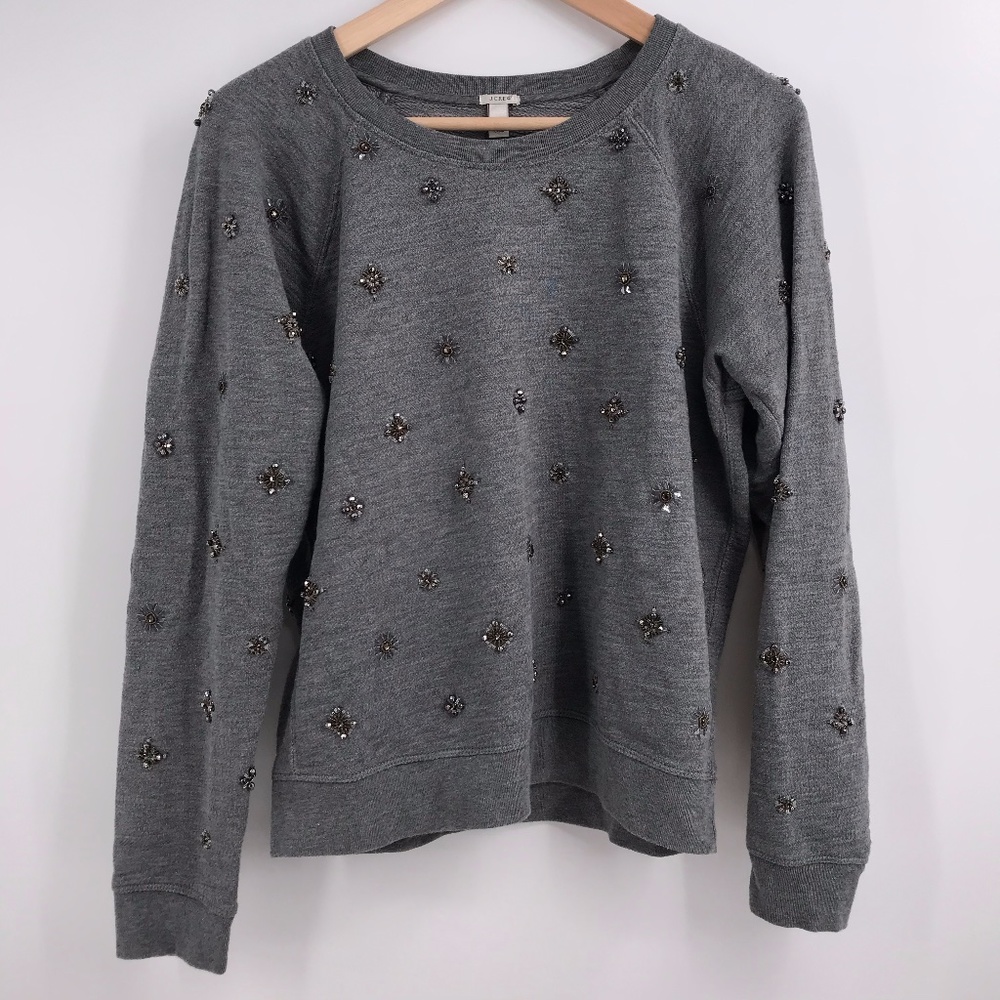 J. Crew Embellished Gray Sweatshirt